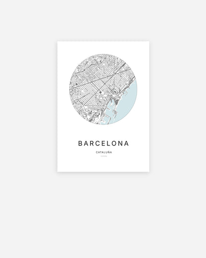 Plan de la ville de Barcelona au design minimaliste.