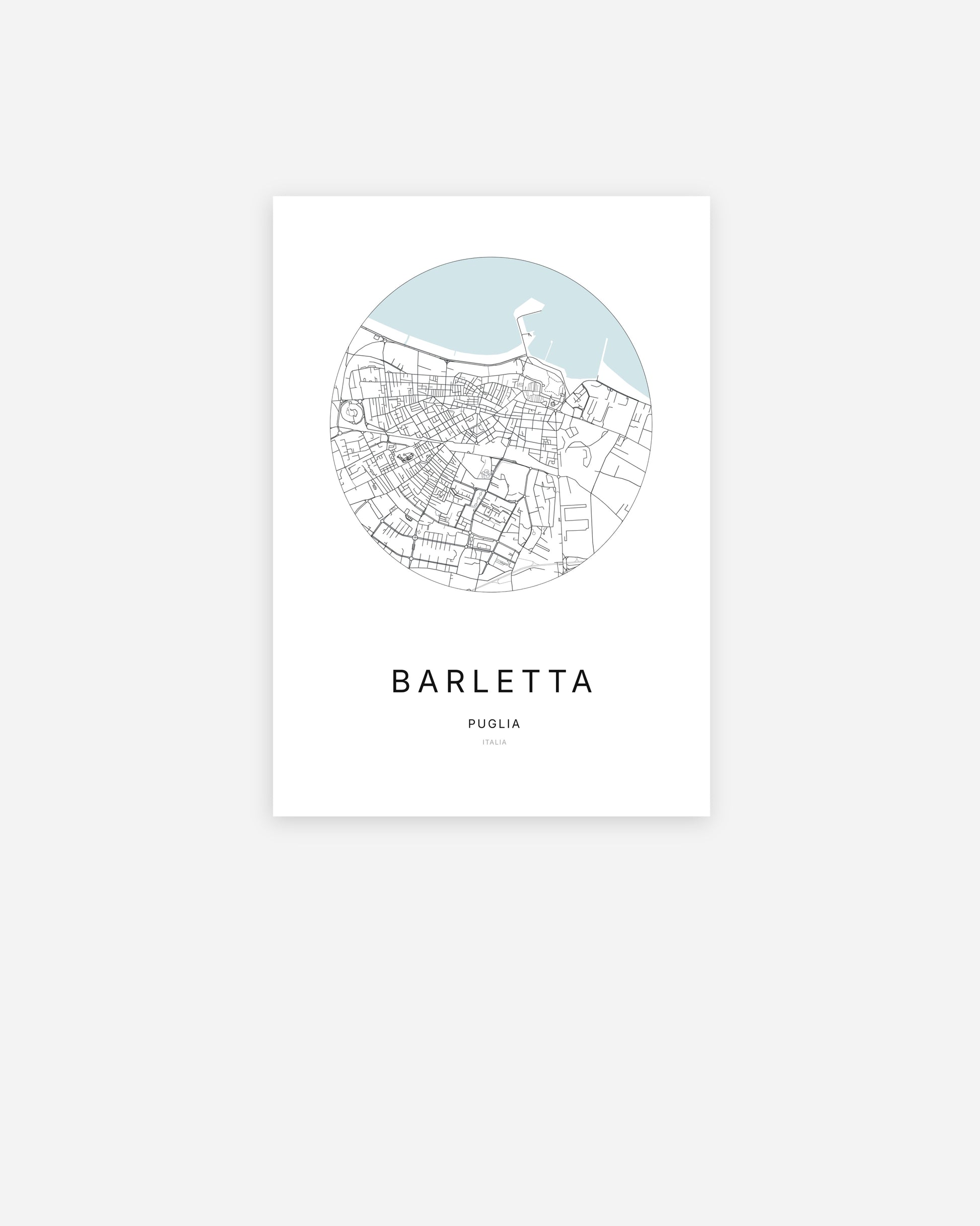 Plan de la ville de Barletta au design minimaliste.