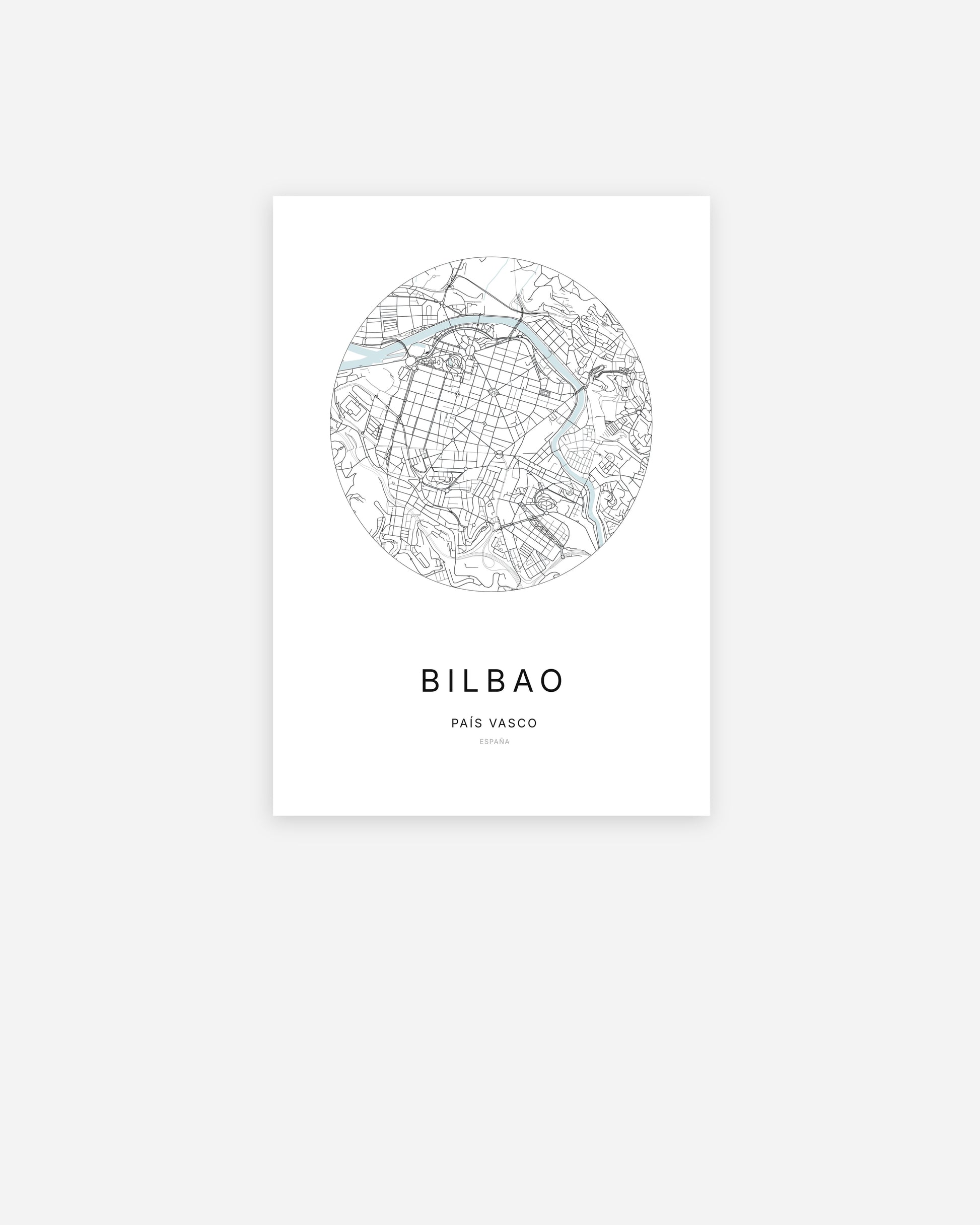 Plan de la ville de Bilbao au design minimaliste.