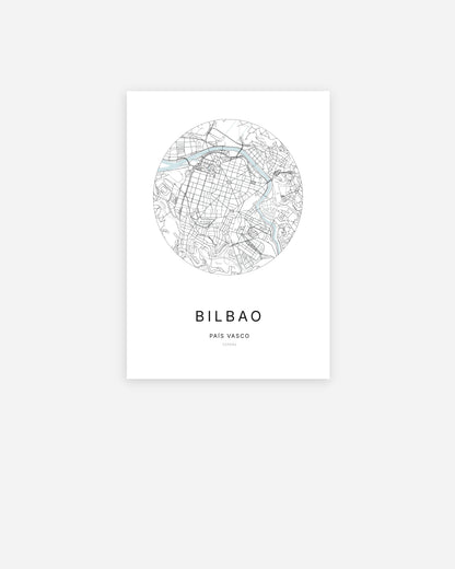 Plan de la ville de Bilbao au design minimaliste.