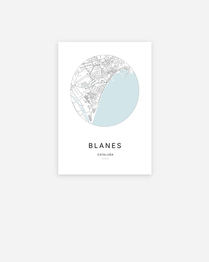 Plan de la ville de Blanes au design minimaliste.