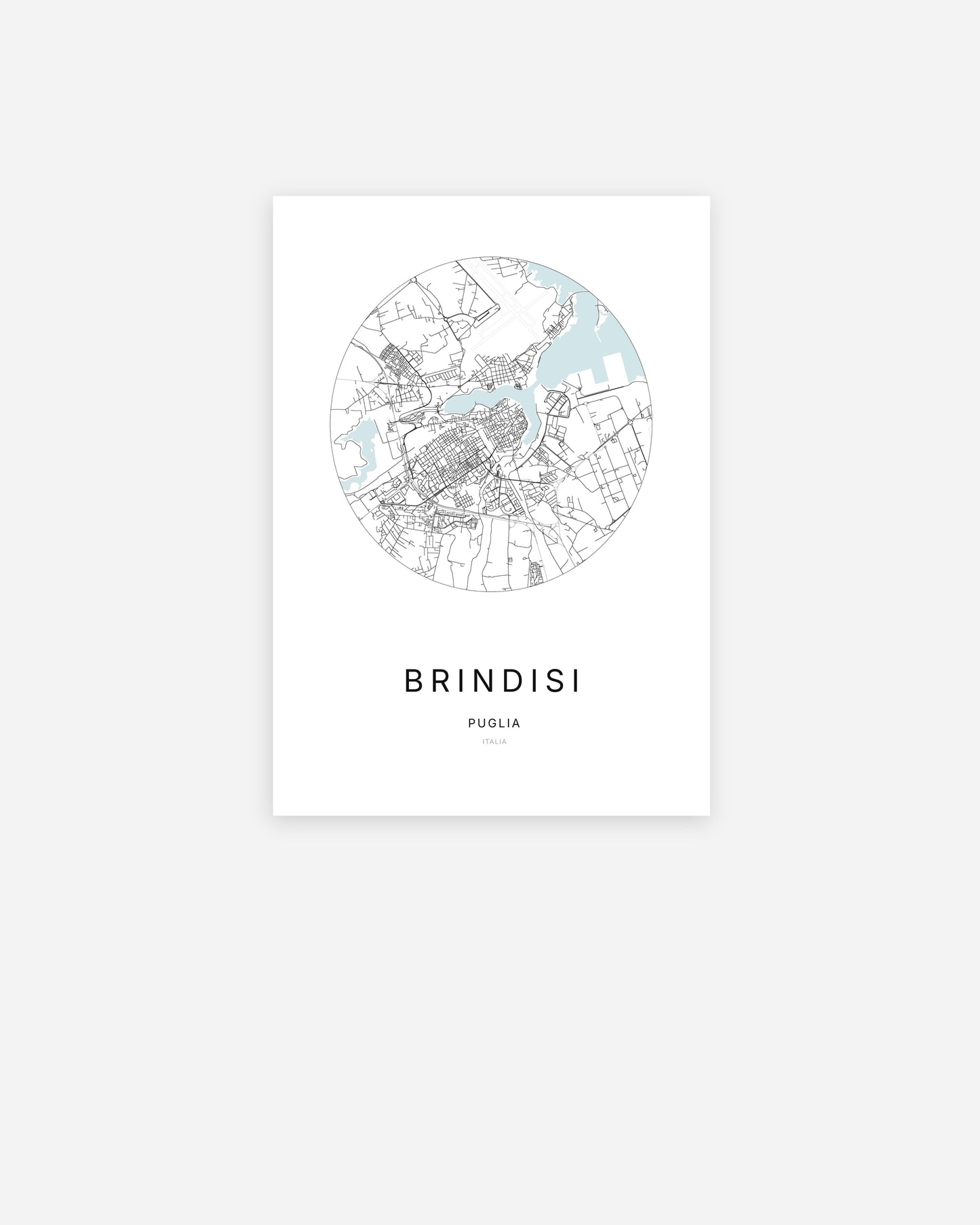 Plan de la ville de Brindisi au design minimaliste.