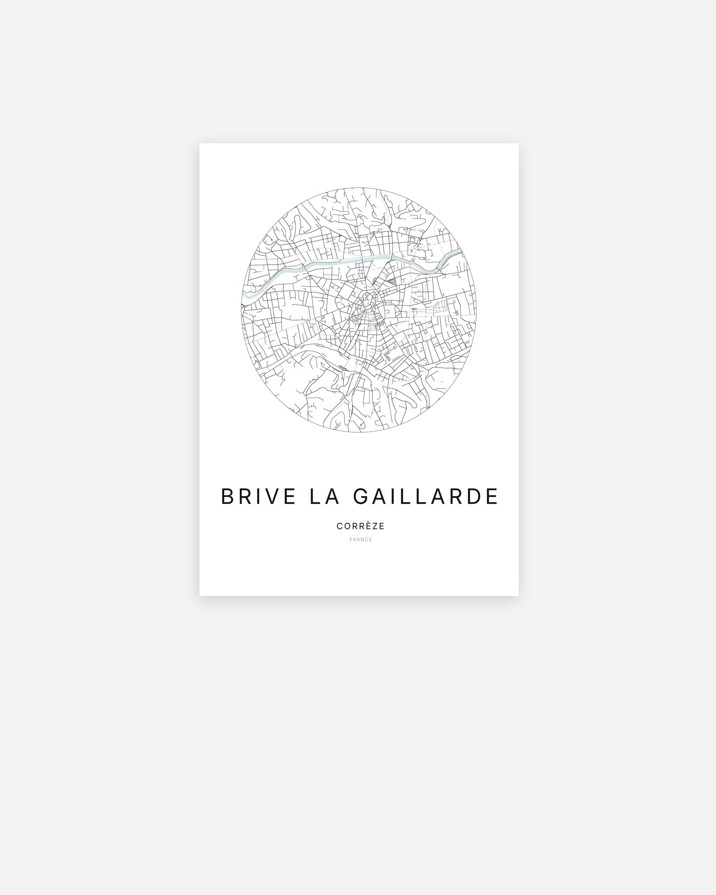 Plan de la ville de Brive-la-Gaillarde au design minimaliste.