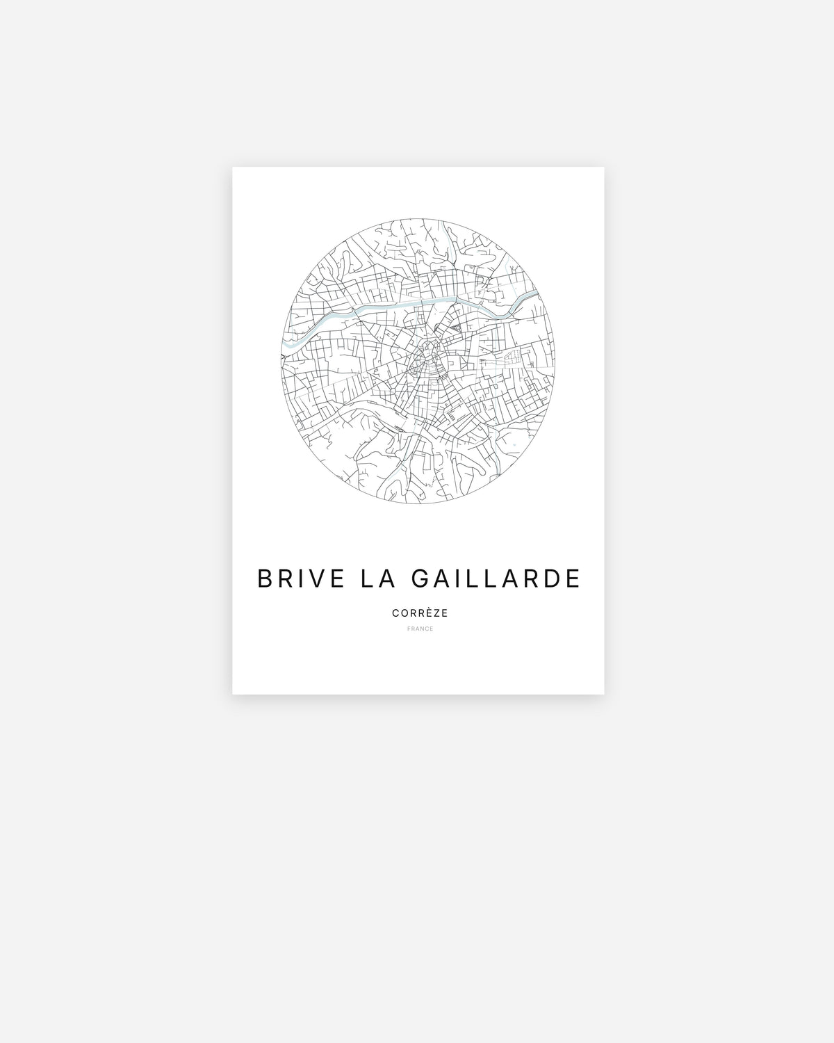 Plan de la ville de Brive-la-Gaillarde au design minimaliste.