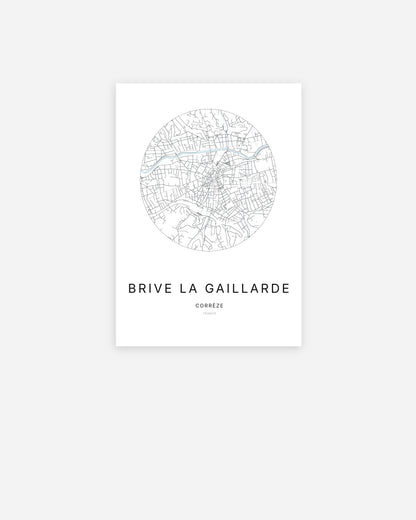 Plan de la ville de Brive-la-Gaillarde au design minimaliste.