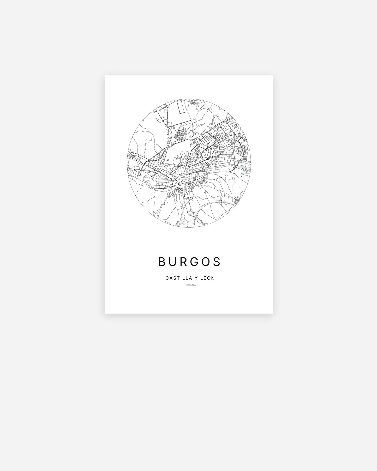 Plan de la ville de Burgos au design minimaliste.