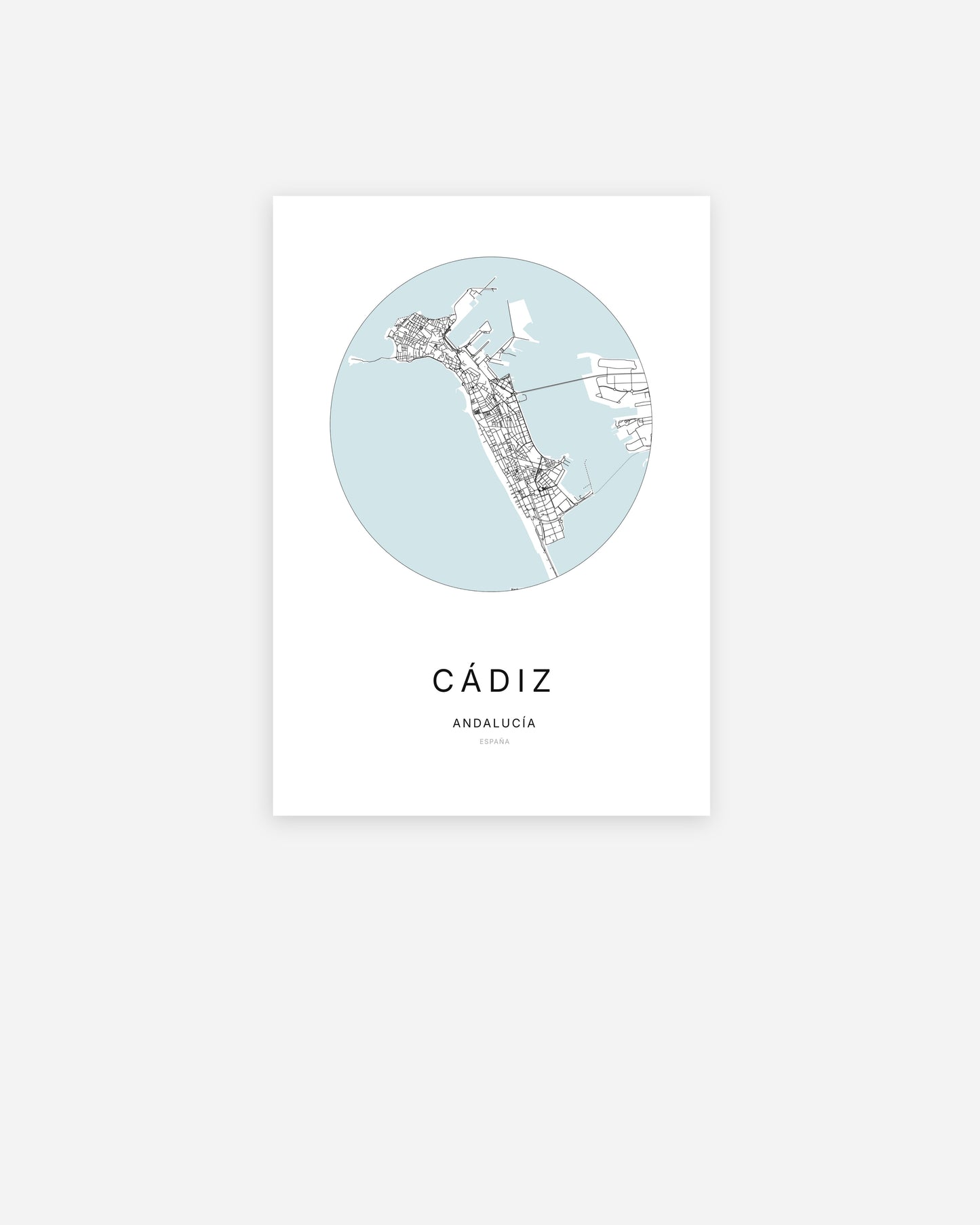 Plan de la ville de Cádiz au design minimaliste.