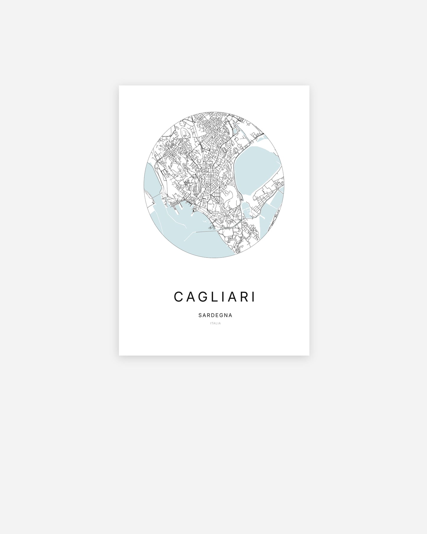 Mappa della città di Cagliari dal design minimalista.