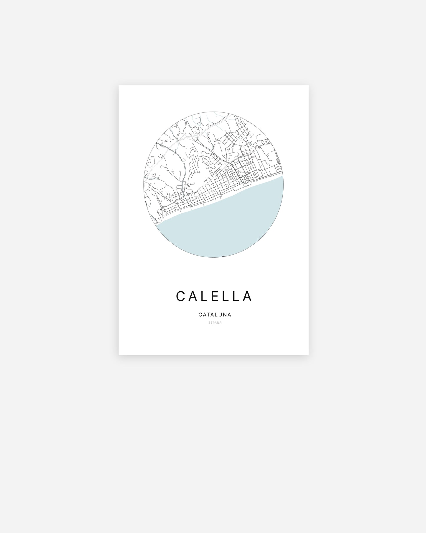 Plan de la ville de Calella au design minimaliste.