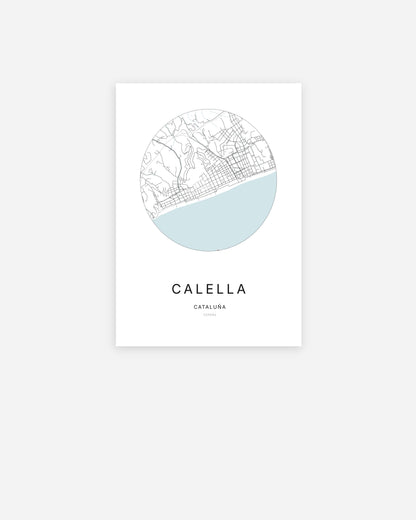 Plan de la ville de Calella au design minimaliste.