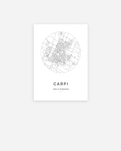 Plan de la ville de Carpi au design minimaliste.