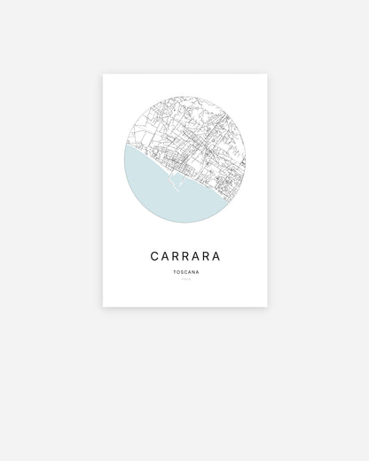 Plan de la ville de Carrara au design minimaliste.