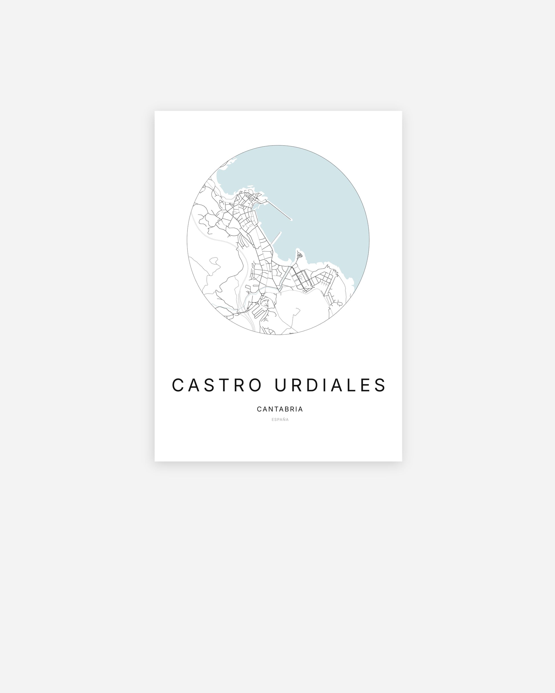 Plan de la ville de Castro Urdiales au design minimaliste.