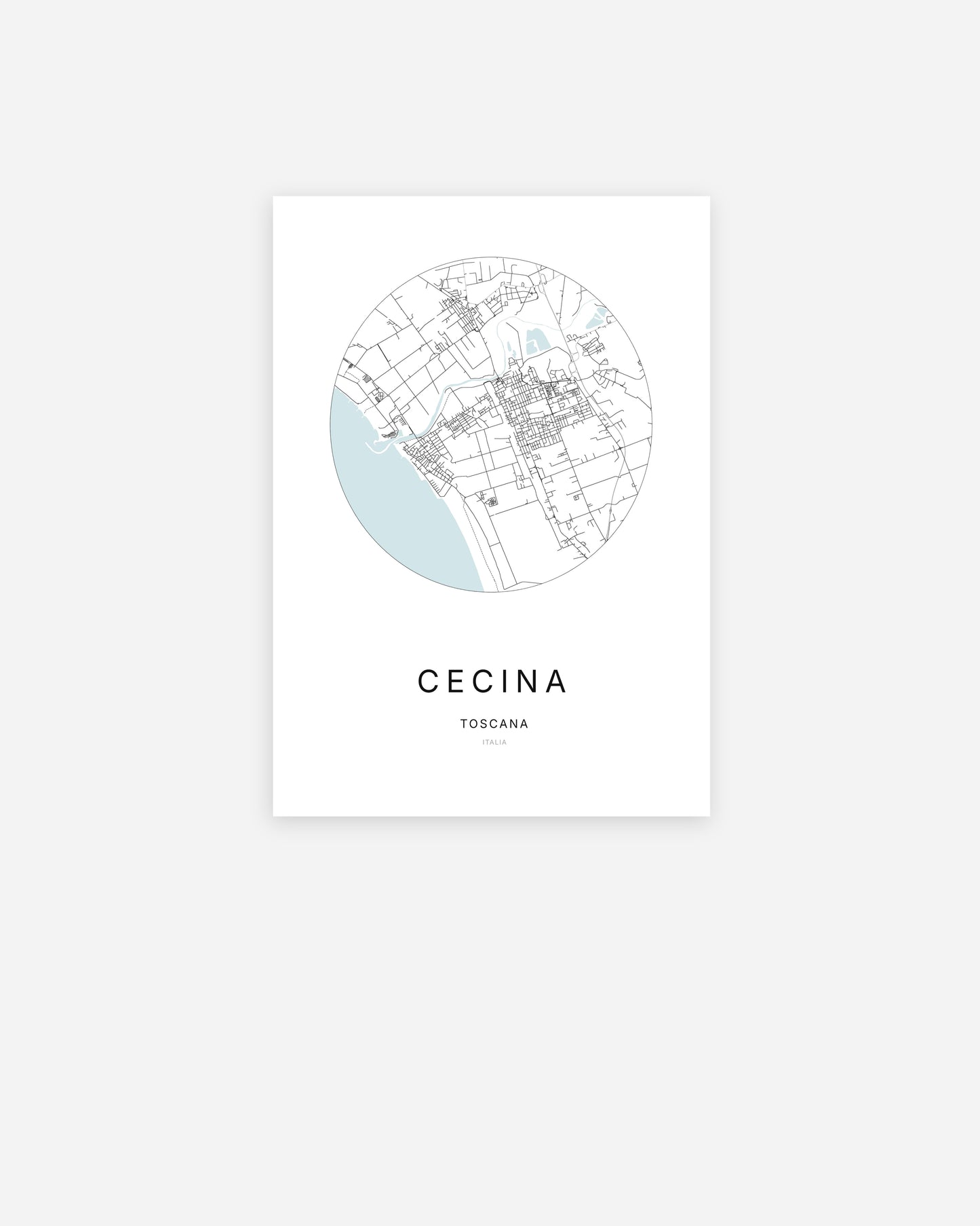 Plan de la ville de Cecina au design minimaliste.