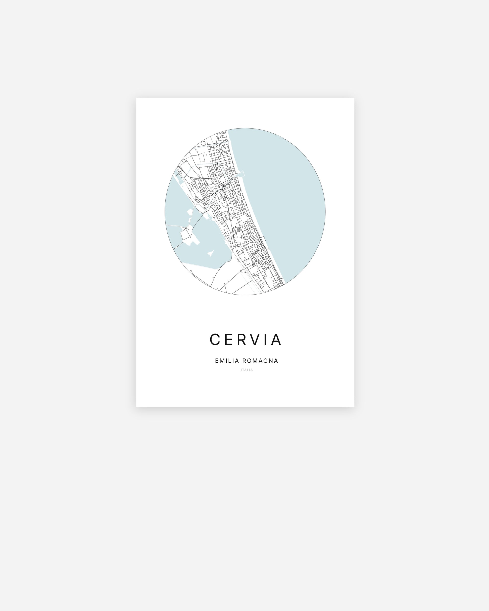Plan de la ville de Cervia au design minimaliste.