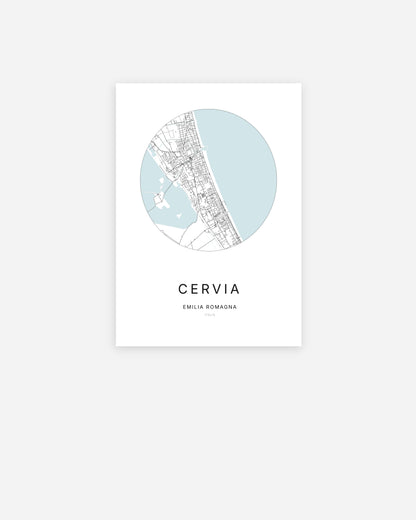 Plan de la ville de Cervia au design minimaliste.