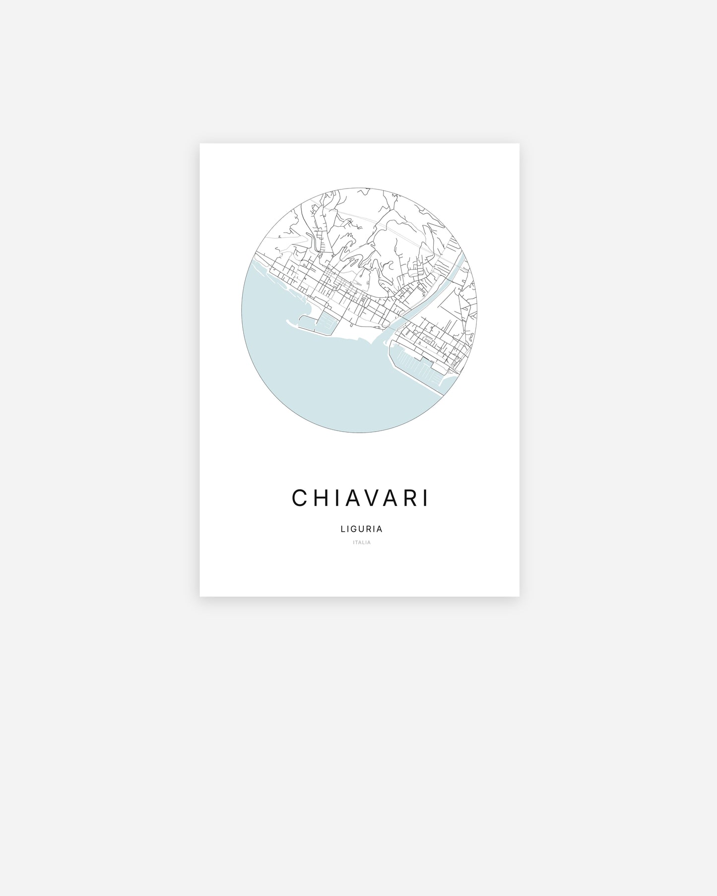 Plan de la ville de Chiavari au design minimaliste.