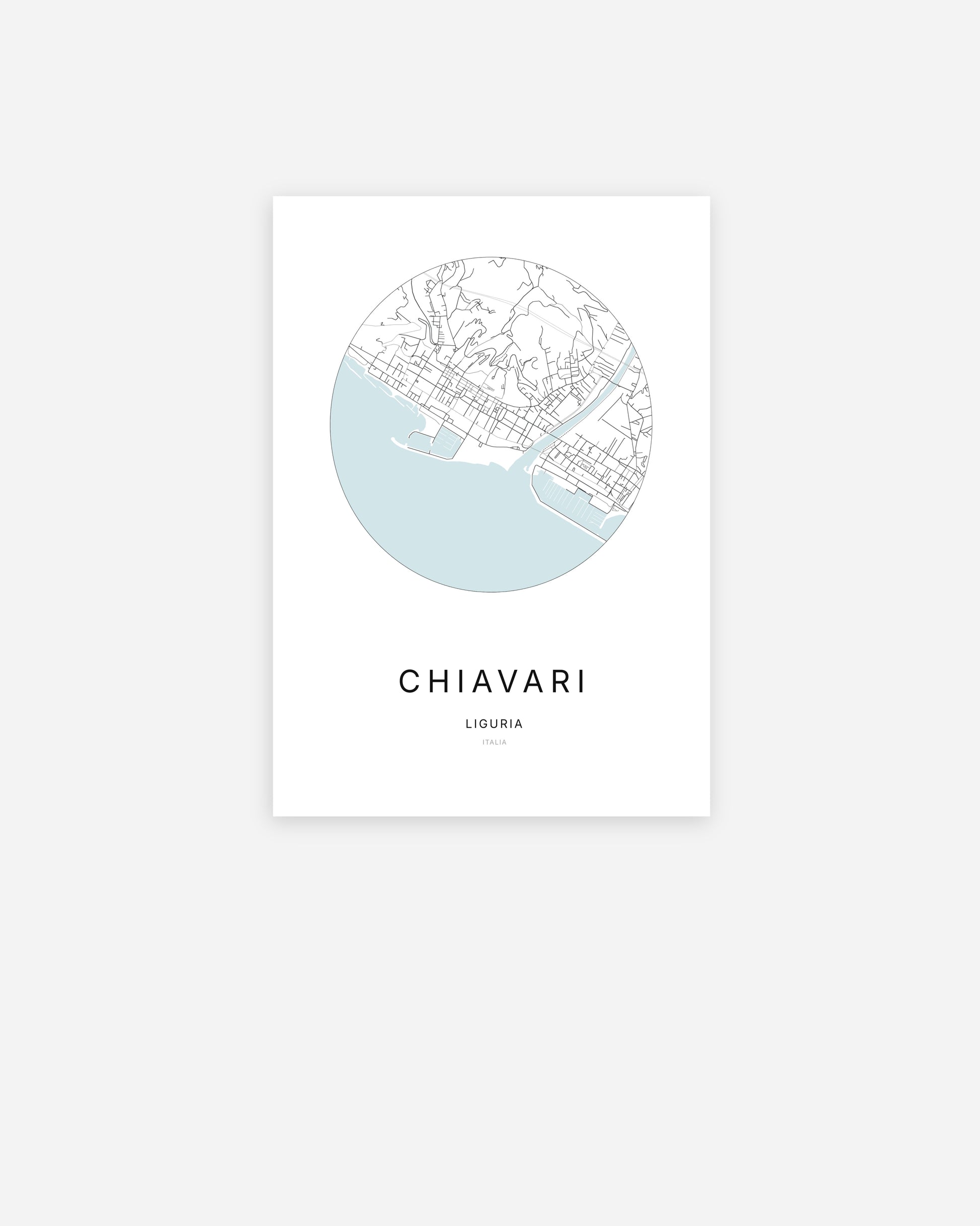 Plan de la ville de Chiavari au design minimaliste.