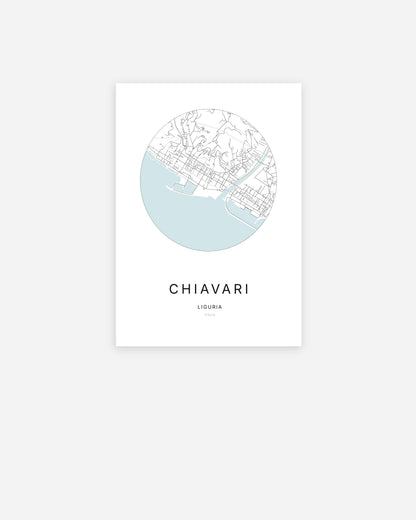 Plan de la ville de Chiavari au design minimaliste.