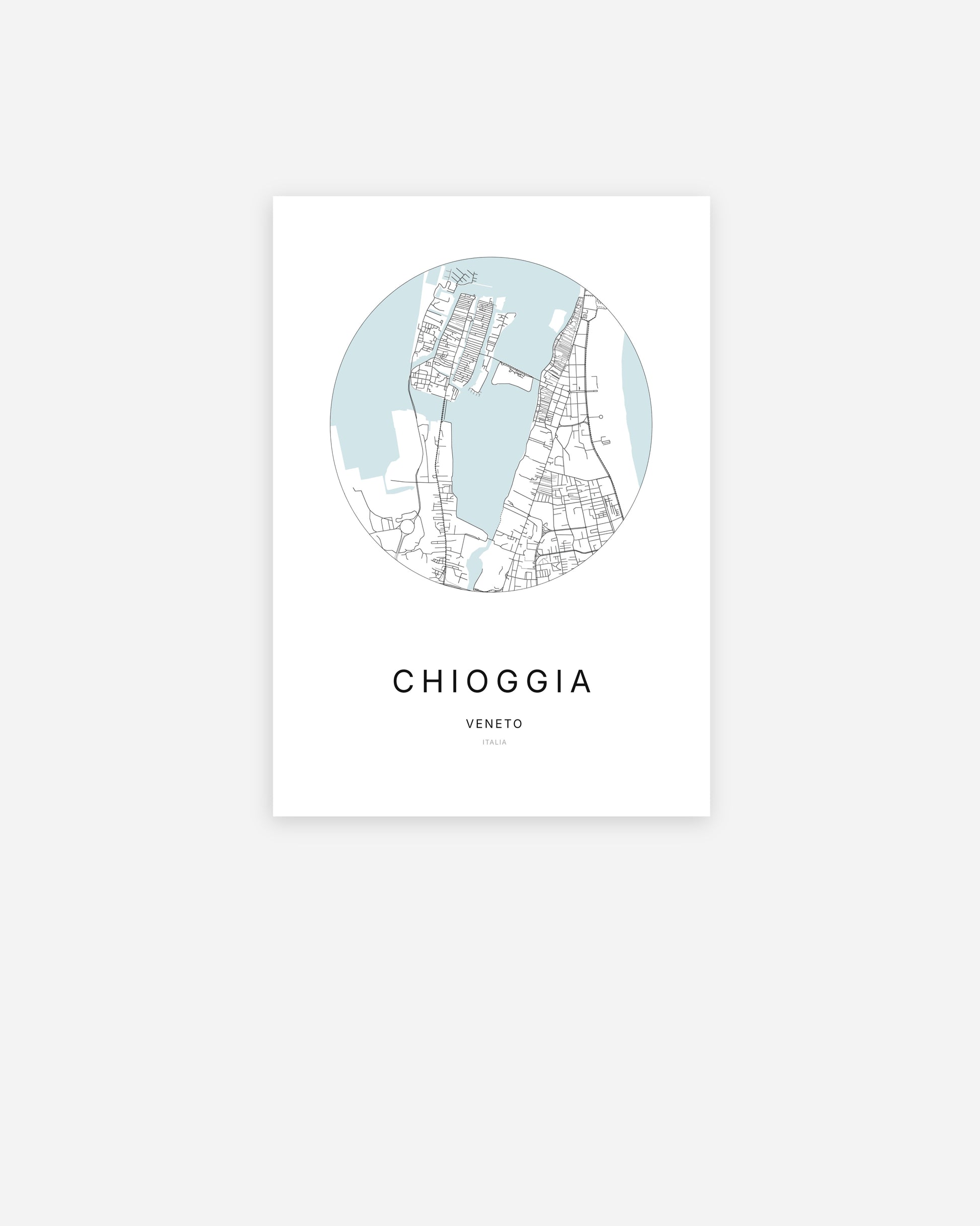 Plan de la ville de Chioggia au design minimaliste.