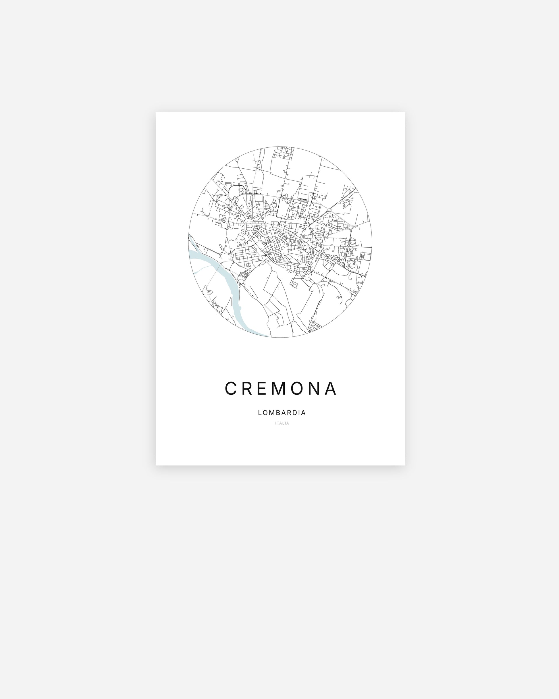 Plan de la ville de Cremona au design minimaliste.