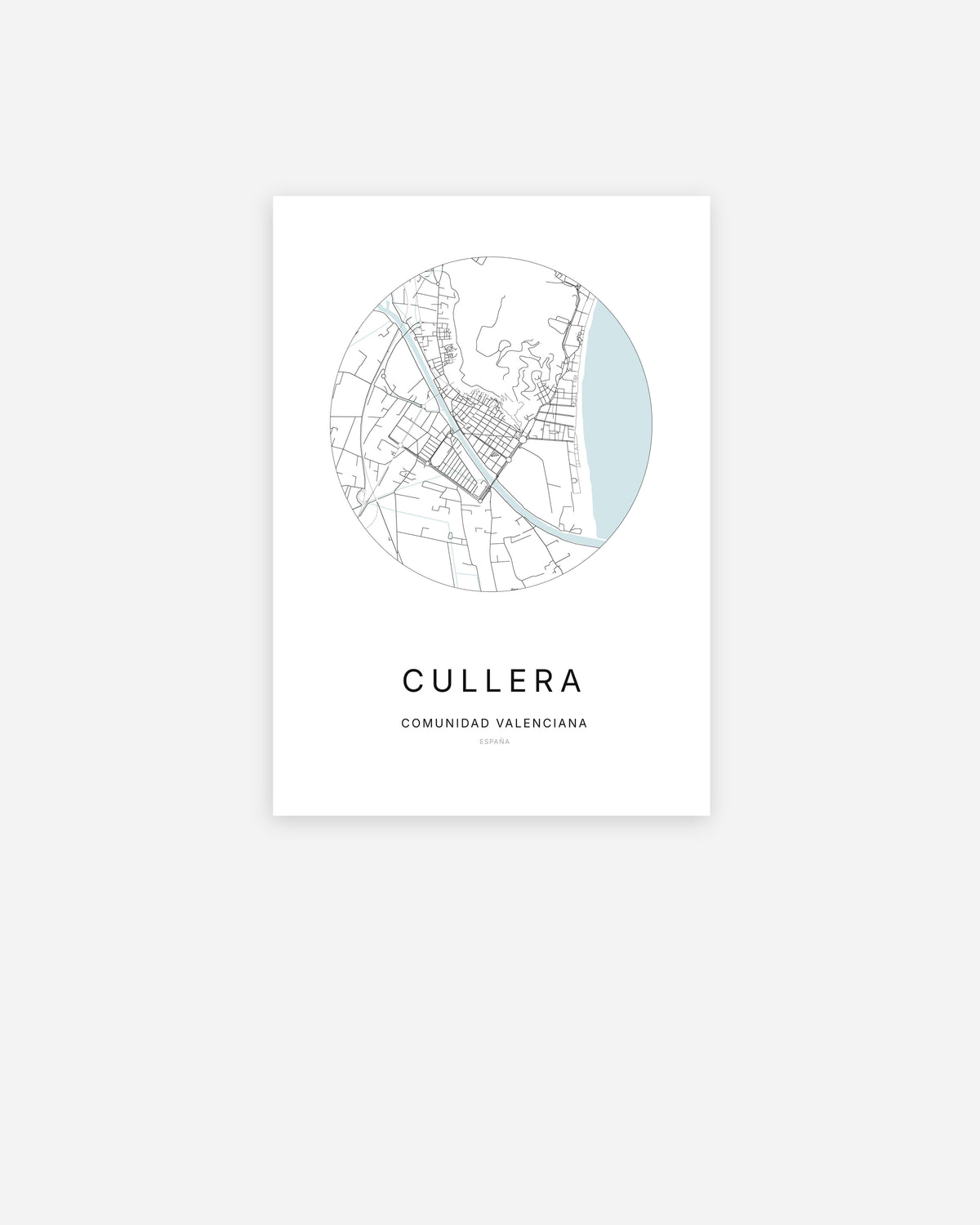 Plan de la ville de Cullera au design minimaliste.