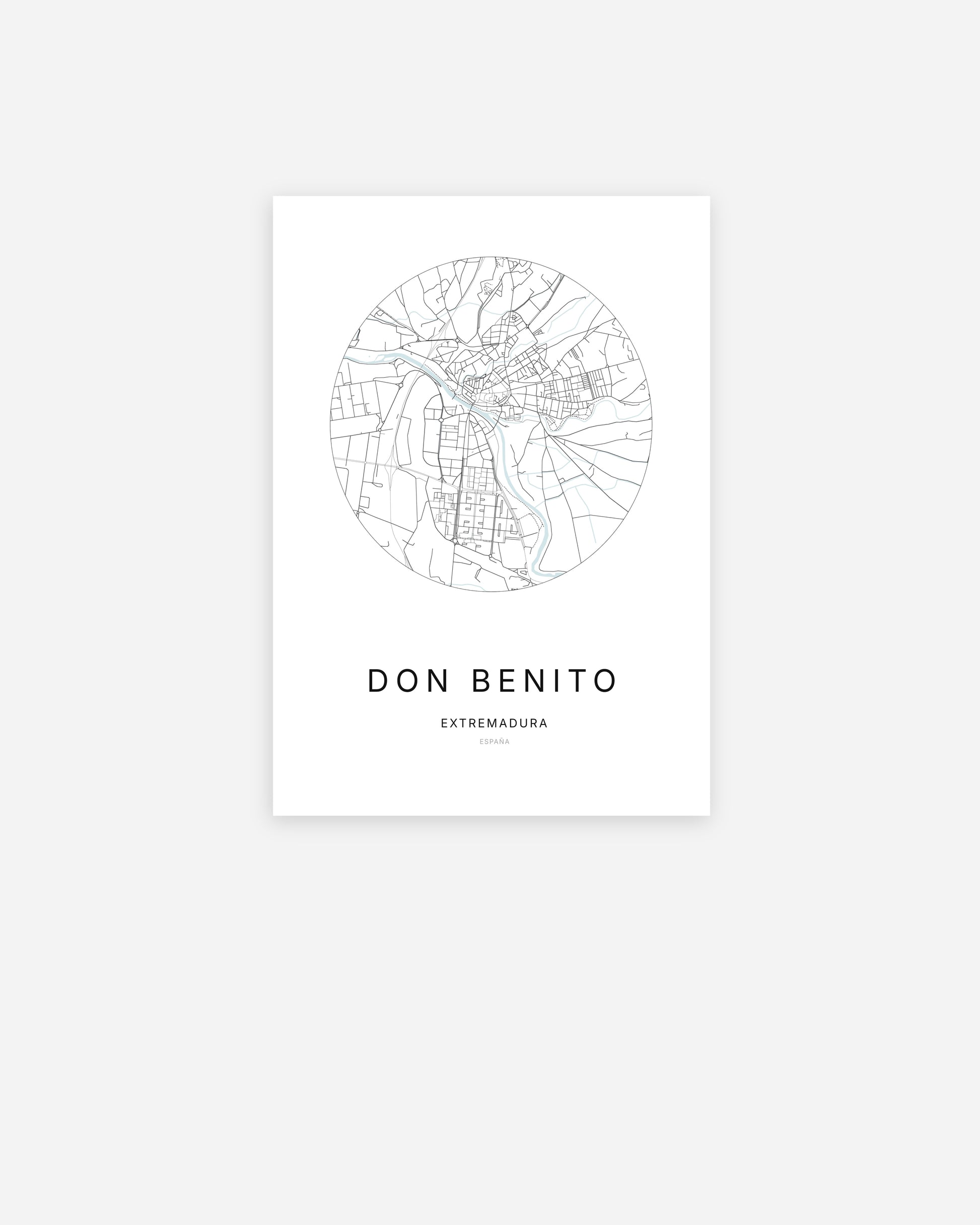 Plan de la ville de Don Benito au design minimaliste.