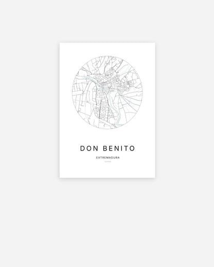 Plan de la ville de Don Benito au design minimaliste.