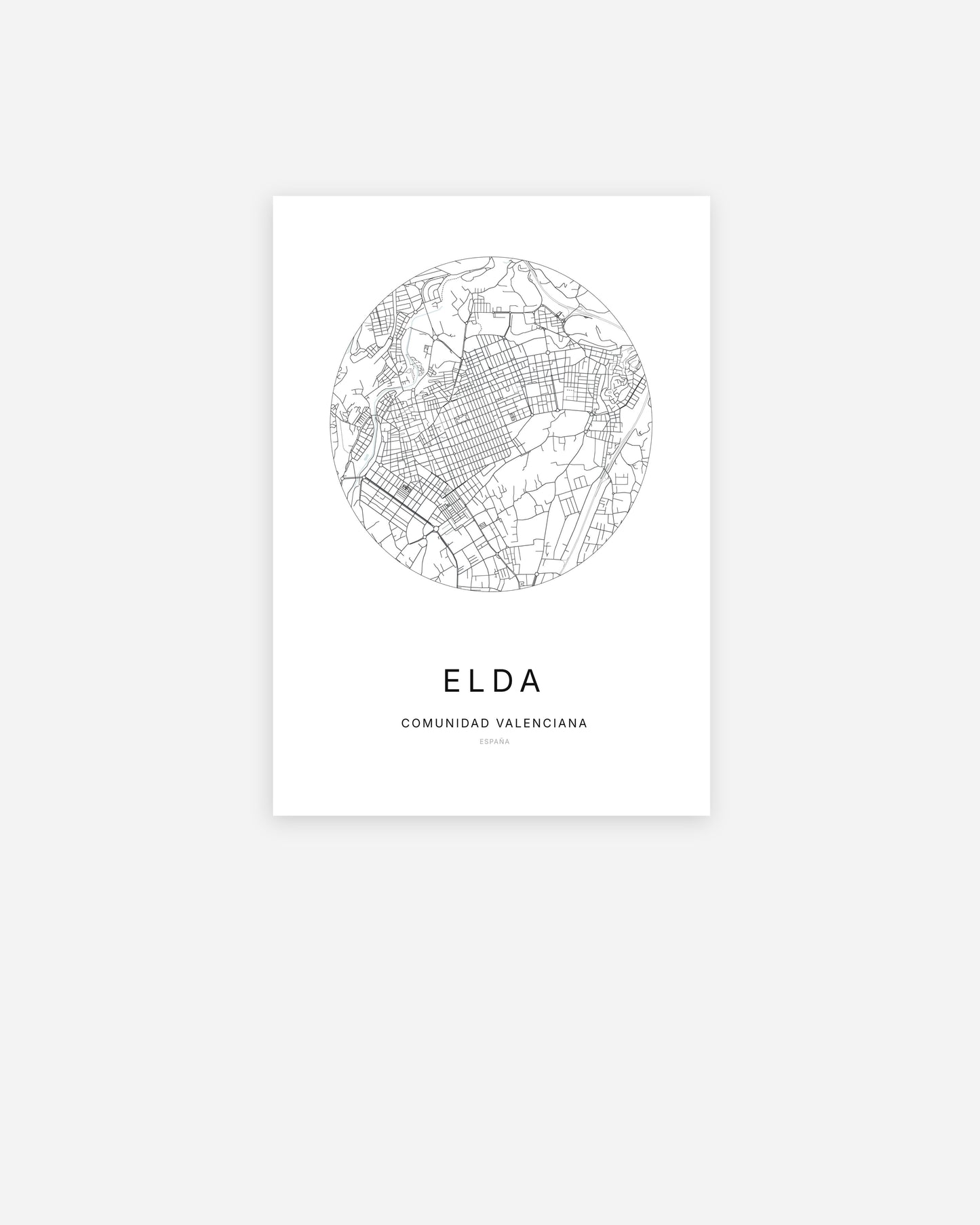Plan de la ville d’Elda au design minimaliste.