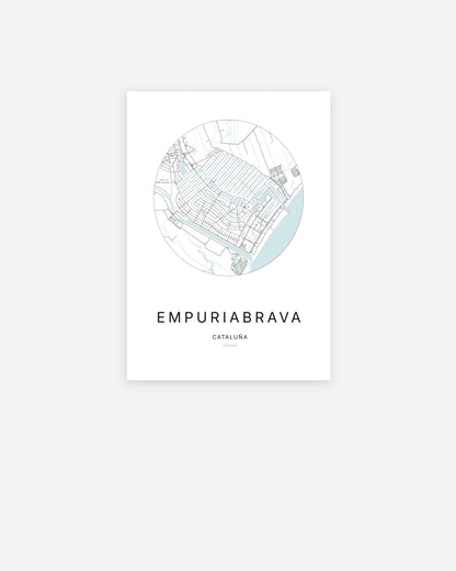 Plan de la ville d'Empuriabrava au design minimaliste.