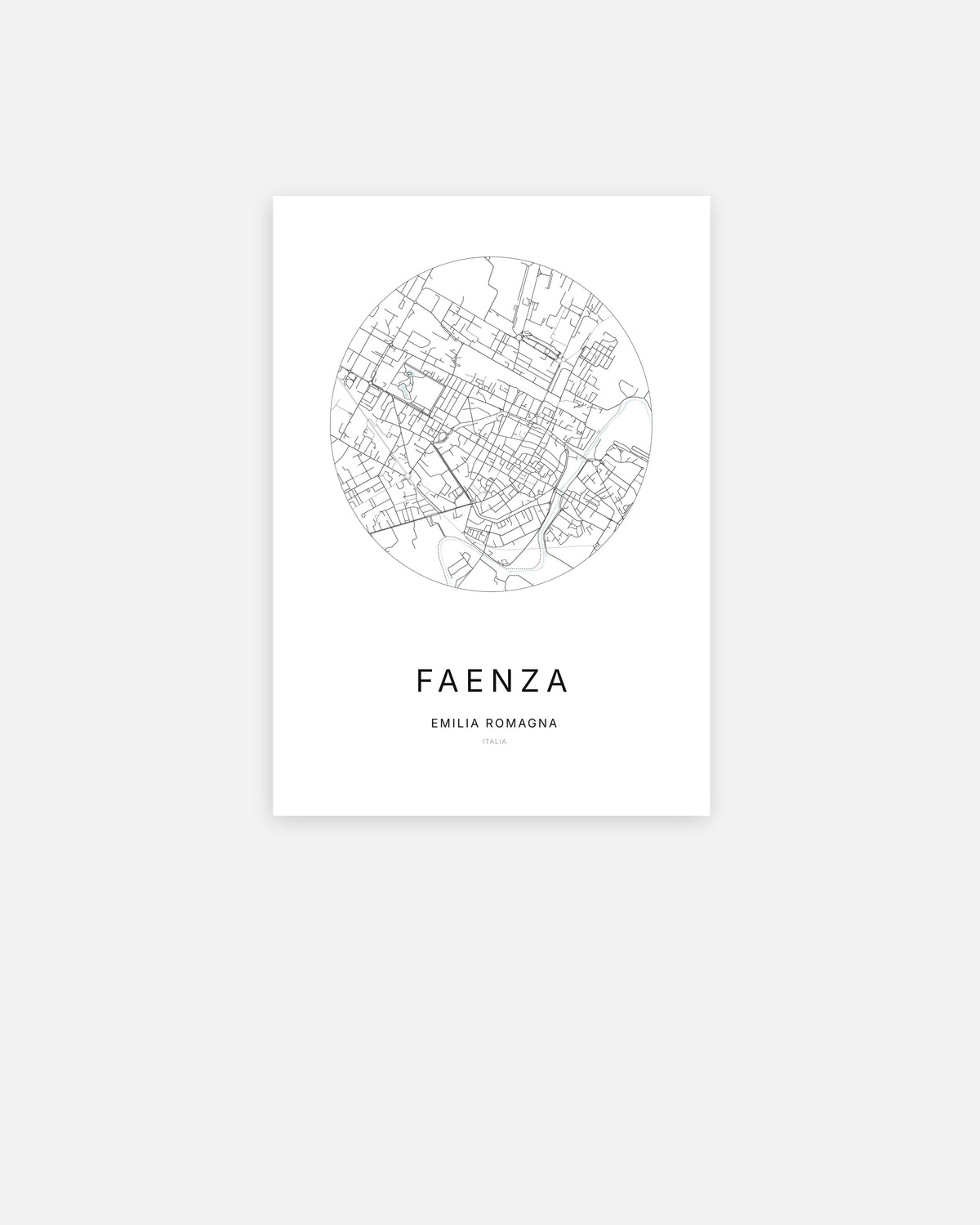 Plan de la ville de Faenza au design minimaliste.