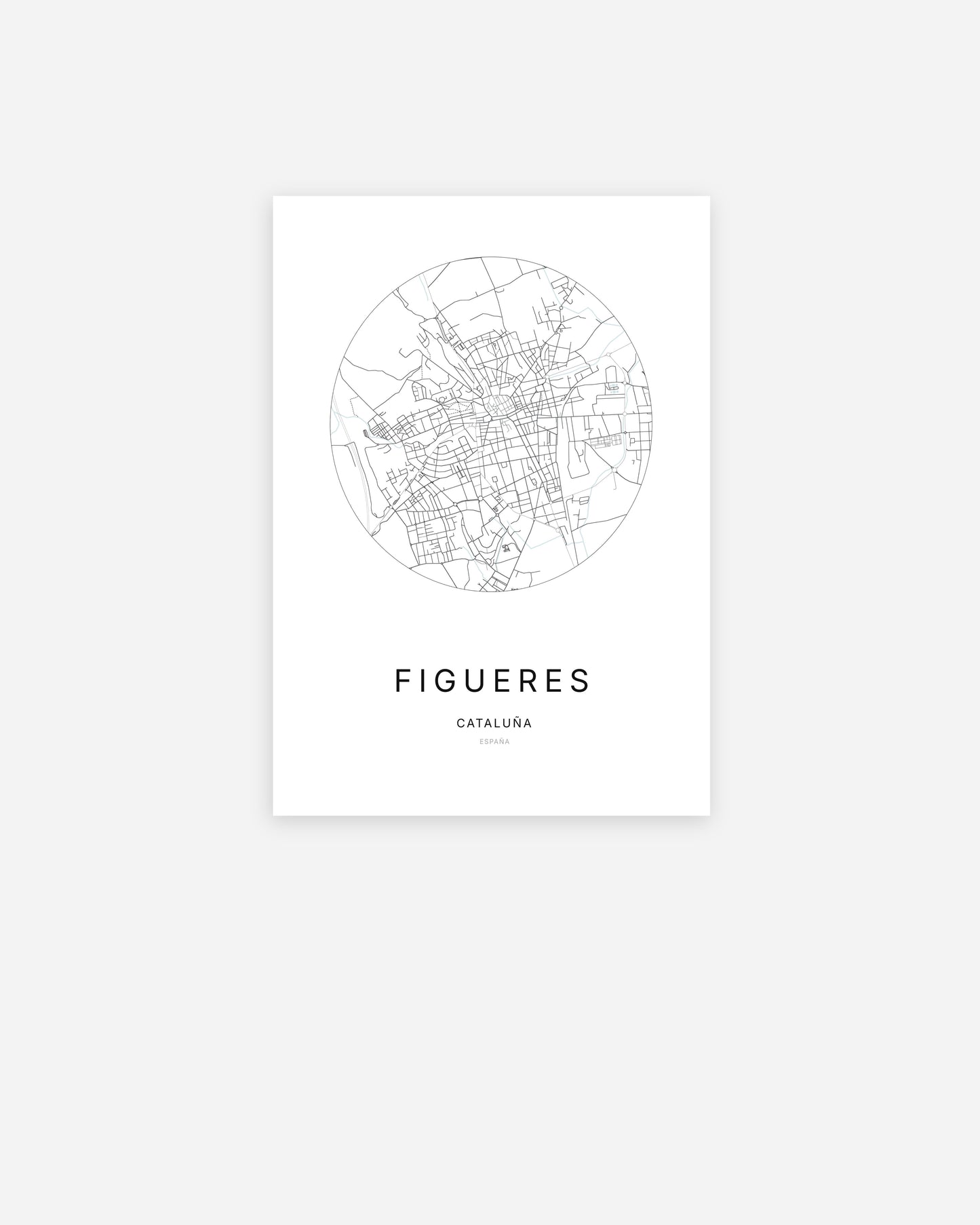Plan de la ville de Figueres au design minimaliste.