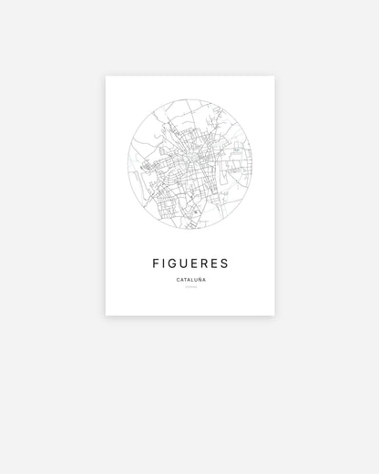 Plan de la ville de Figueres au design minimaliste.