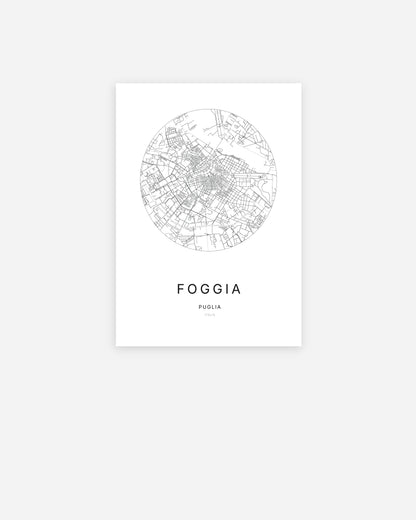Plan de la ville de Foggia au design minimaliste.