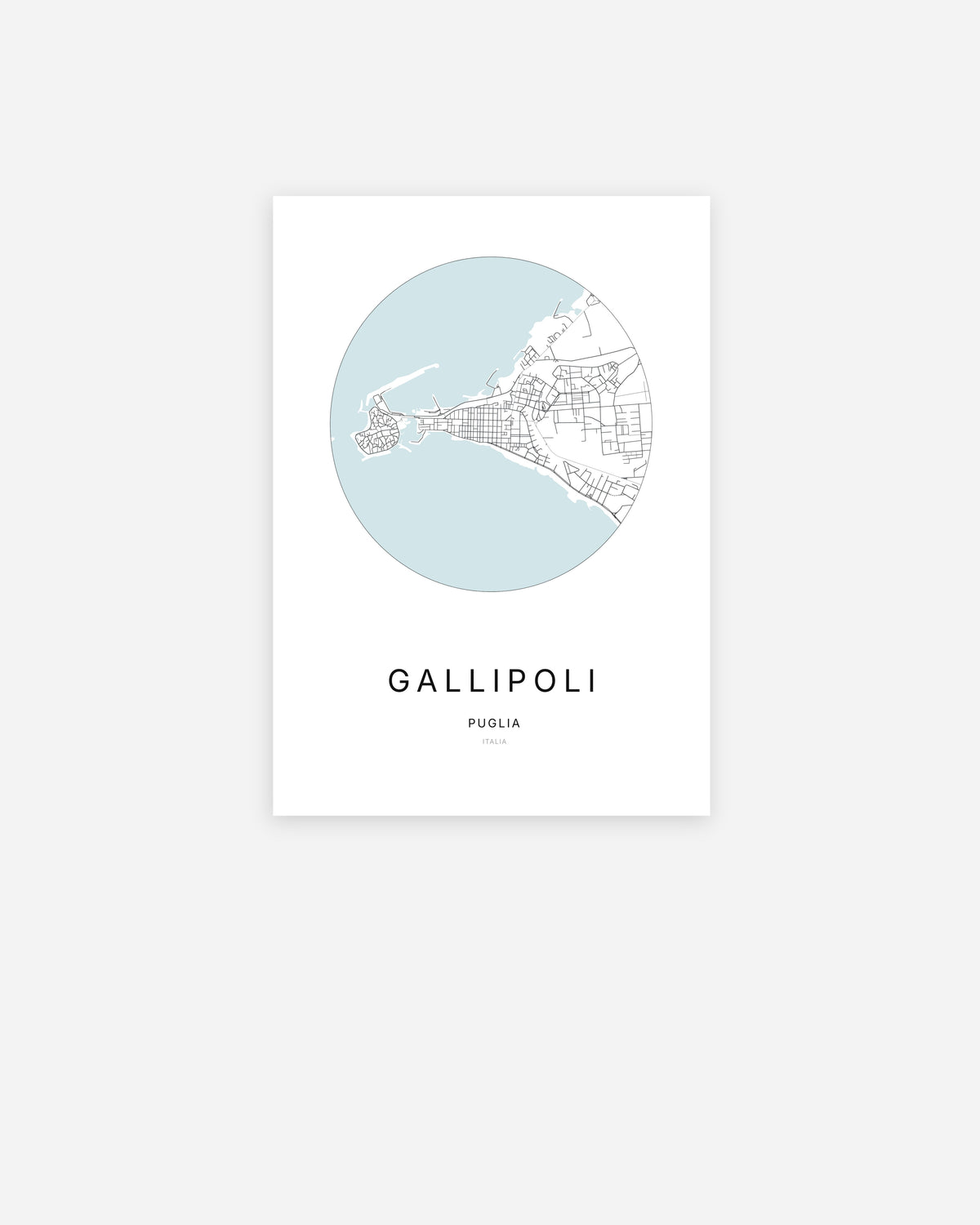 Plan de la ville de Gallipoli au design minimaliste.