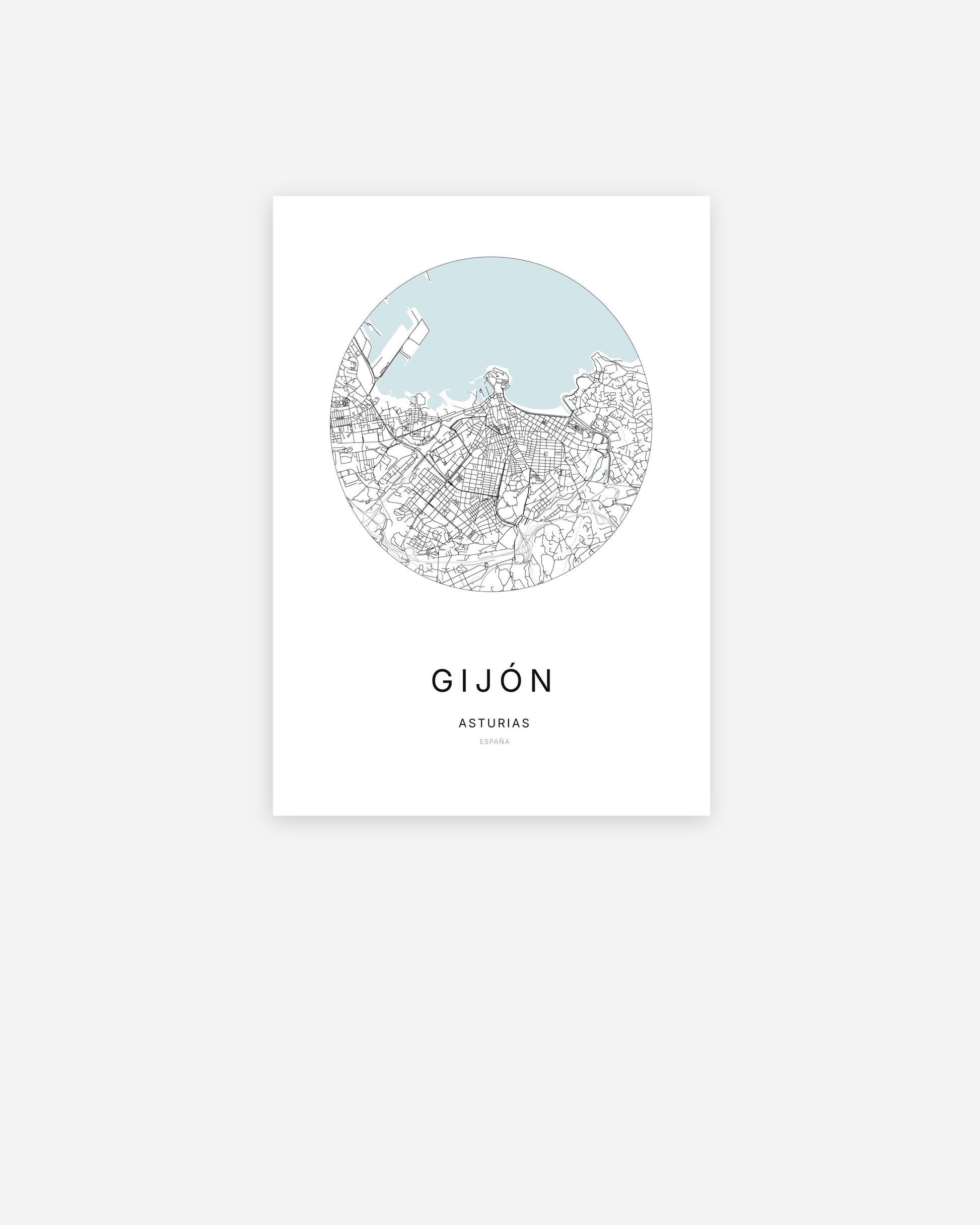 Plan de la ville de Gijón au design minimaliste.