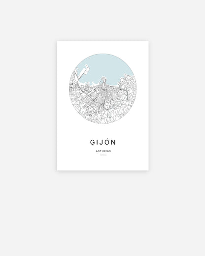 Plan de la ville de Gijón au design minimaliste.