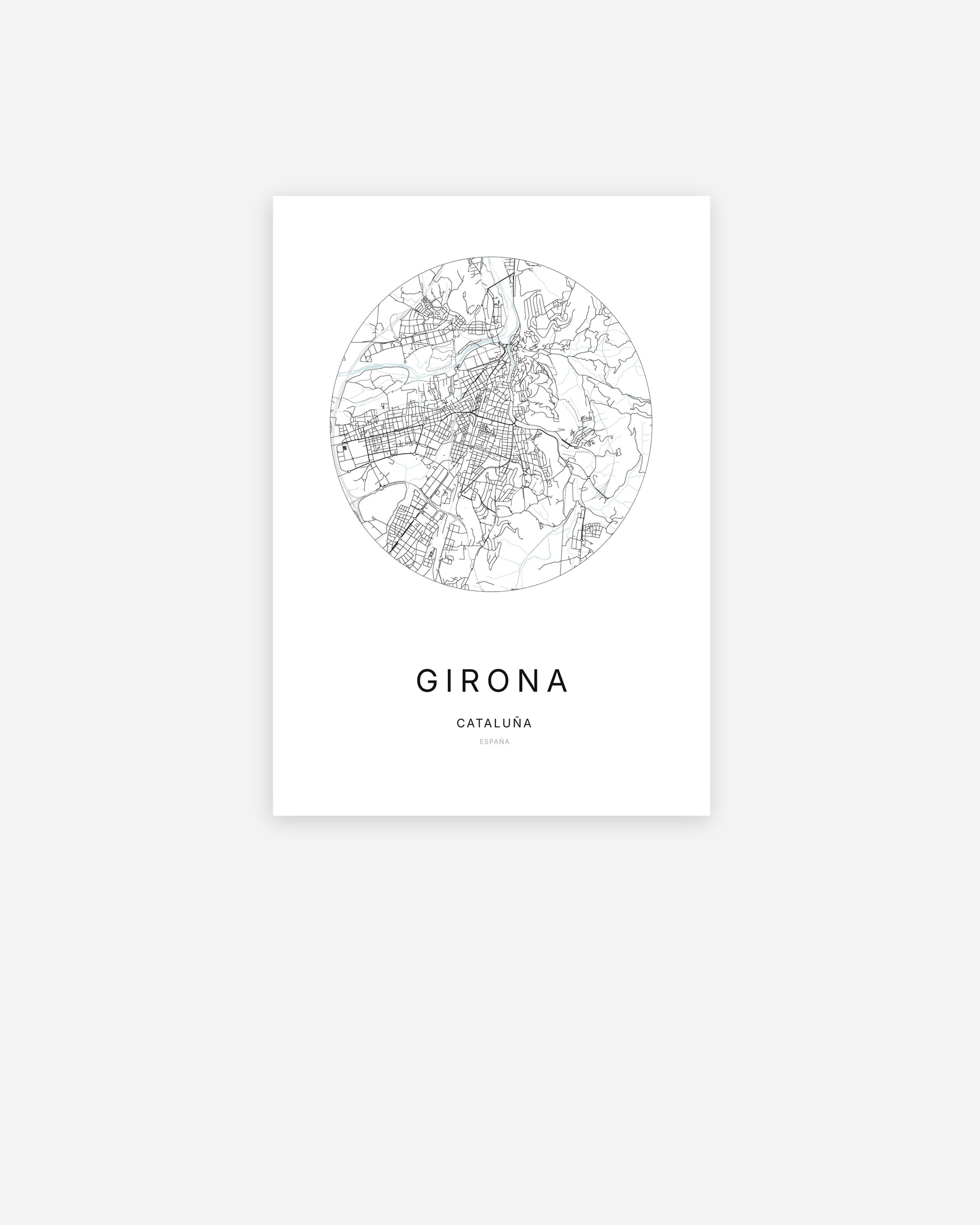 Plan de la ville de Girona au design minimaliste.