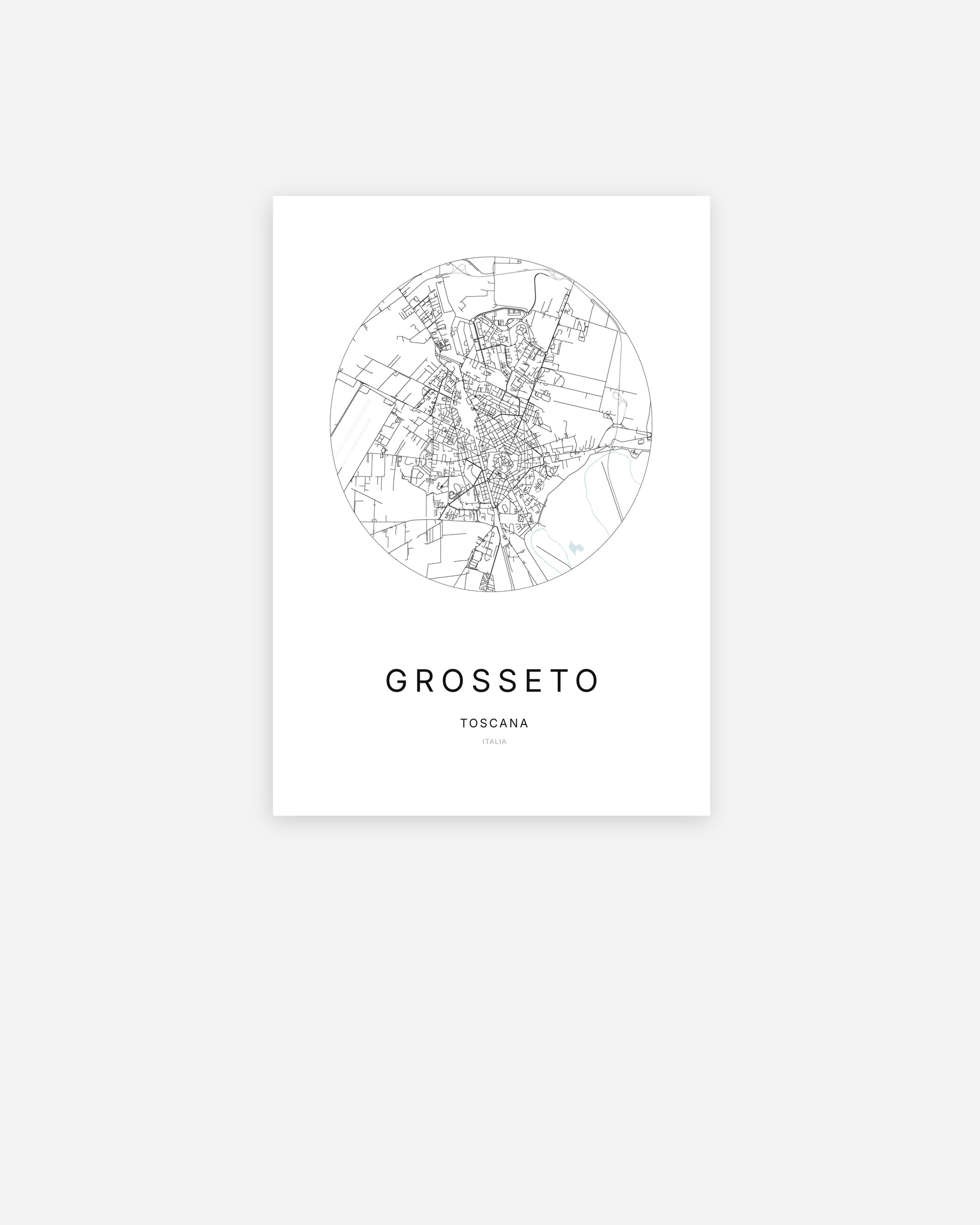 Plan de la ville de Grosseto au design minimaliste.