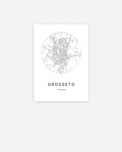 Plan de la ville de Grosseto au design minimaliste.