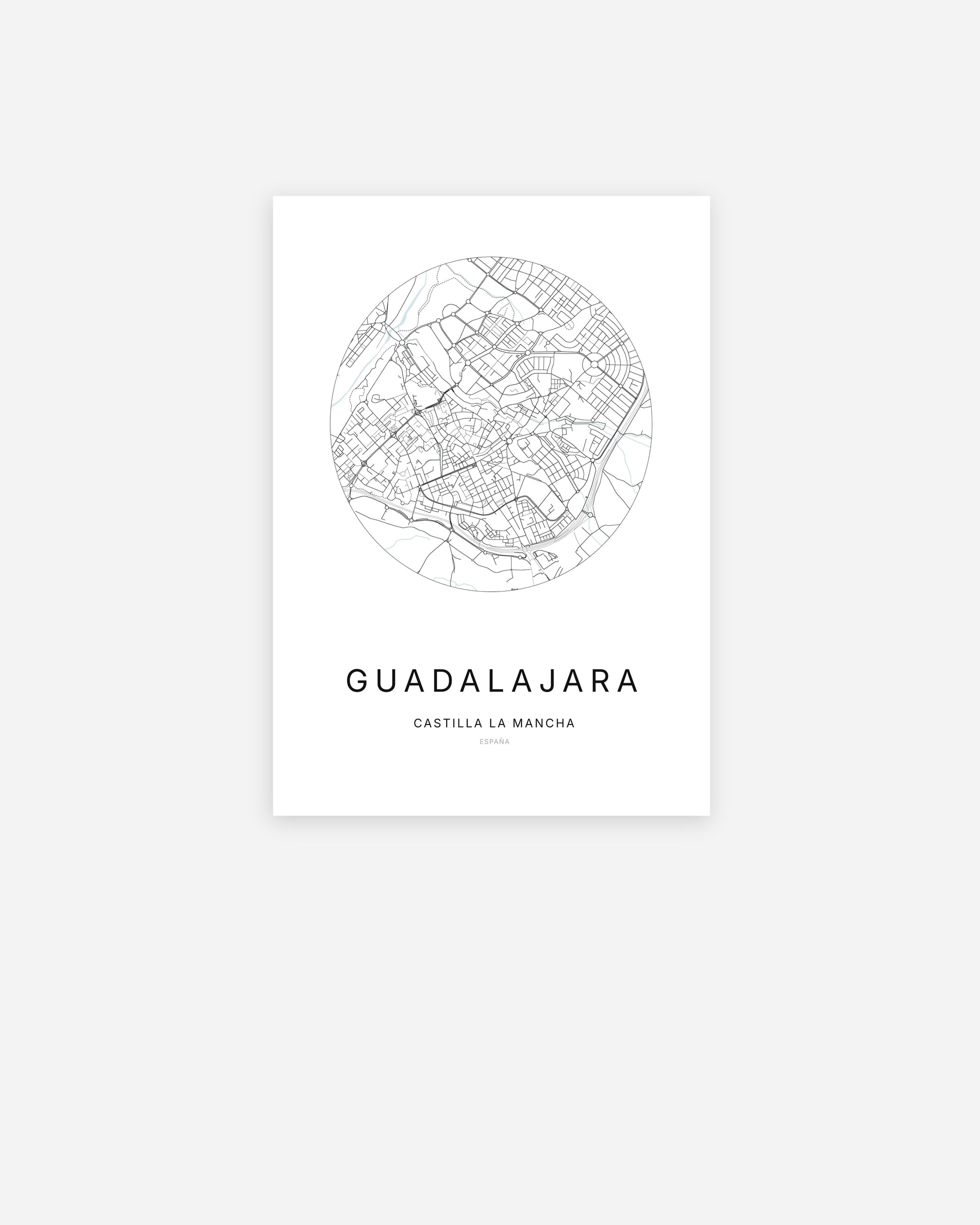 Plan de la ville de Guadalajara au design minimaliste.