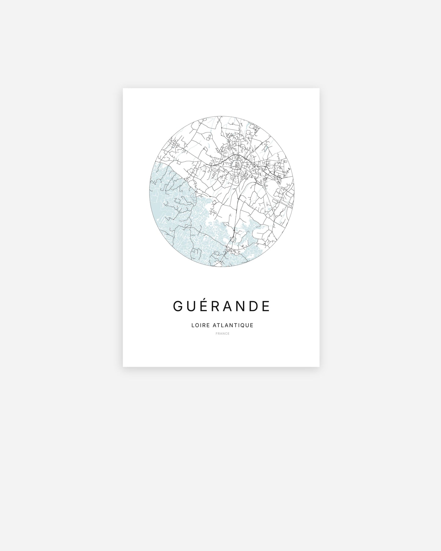 Plan de la ville de Guérande au design minimaliste.