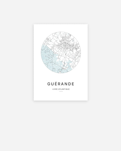 Plan de la ville de Guérande au design minimaliste.