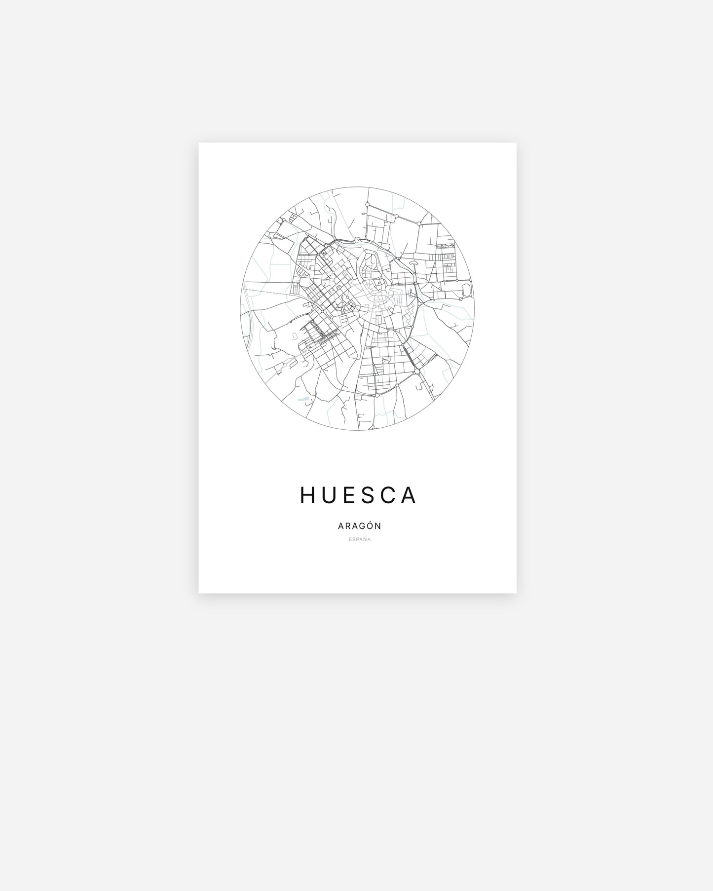 Plan de la ville de Huesca au design minimaliste.