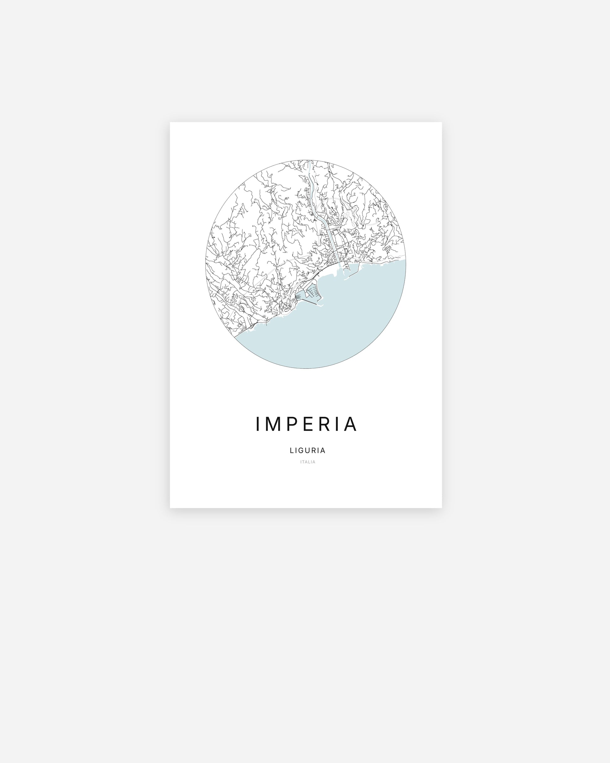 Plan de la ville d'Imperia au design minimaliste.