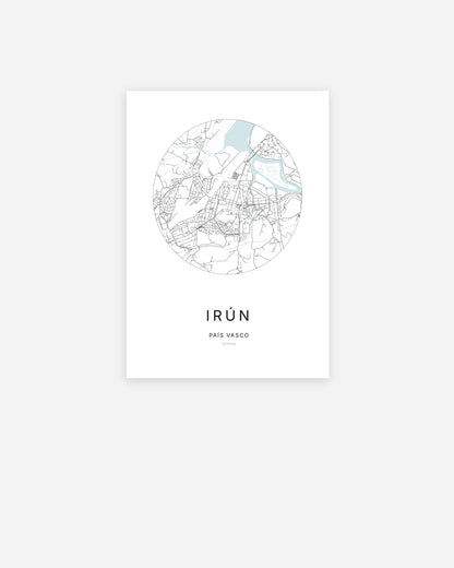Plan de la ville d'Irún au design minimaliste.