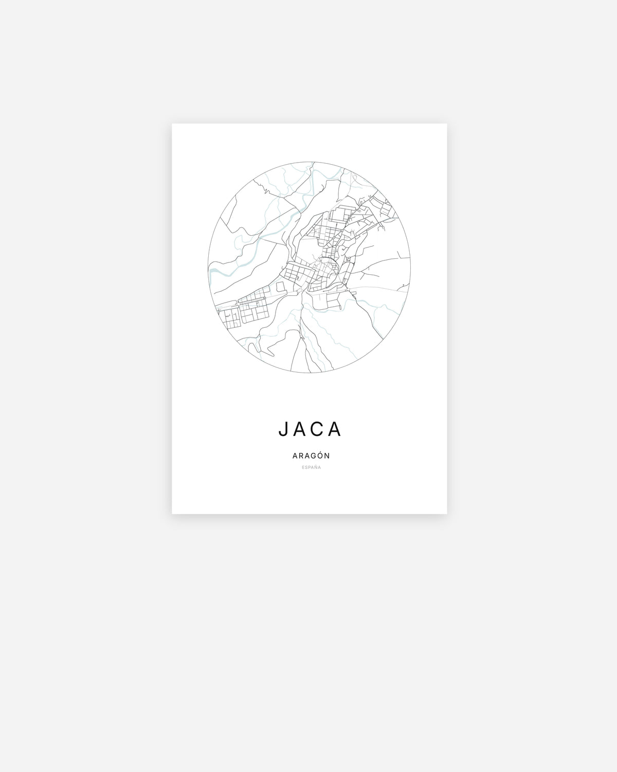 Plan de la ville de Jaca au design minimaliste.