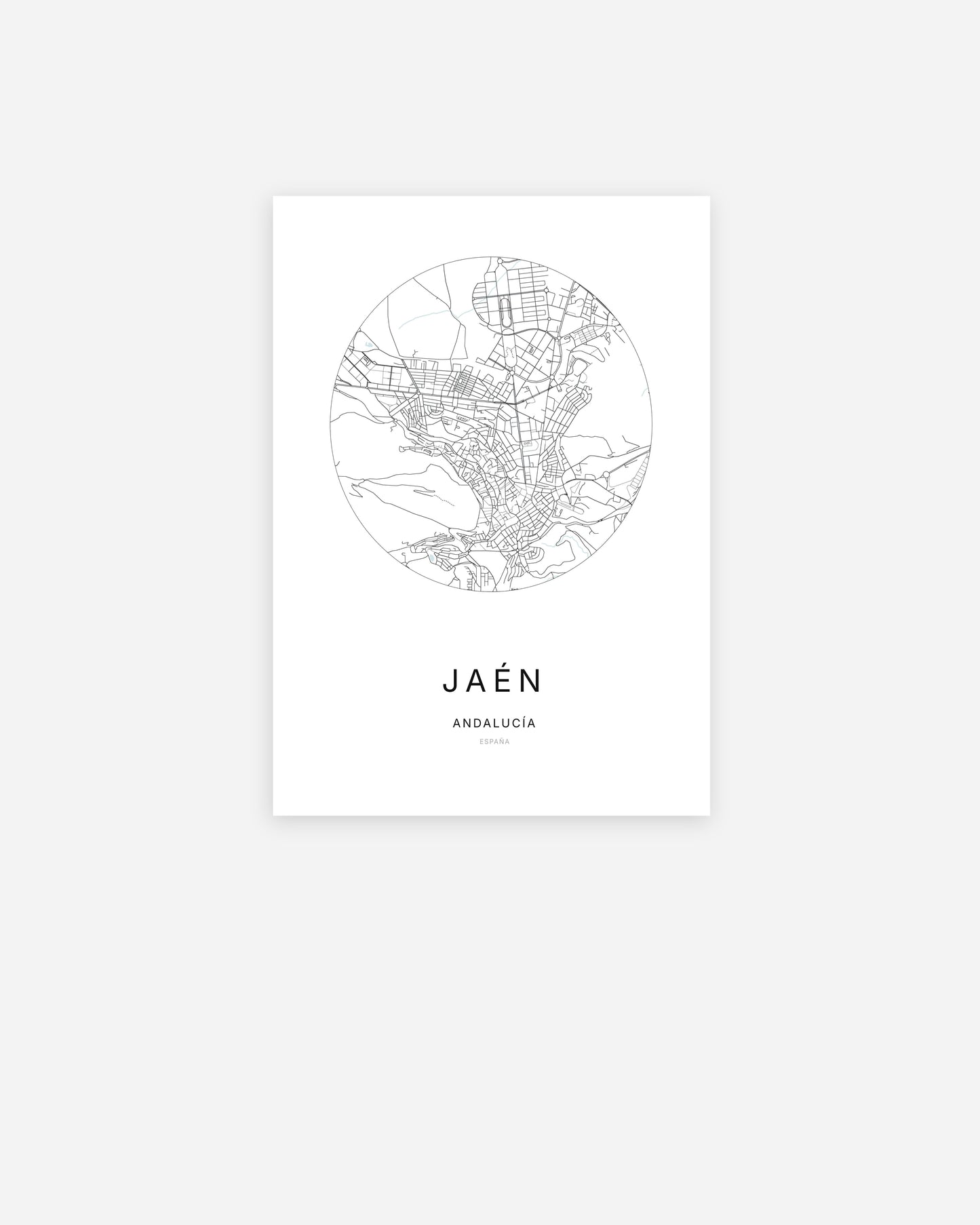 Plan de la ville de Jaén au design minimaliste.