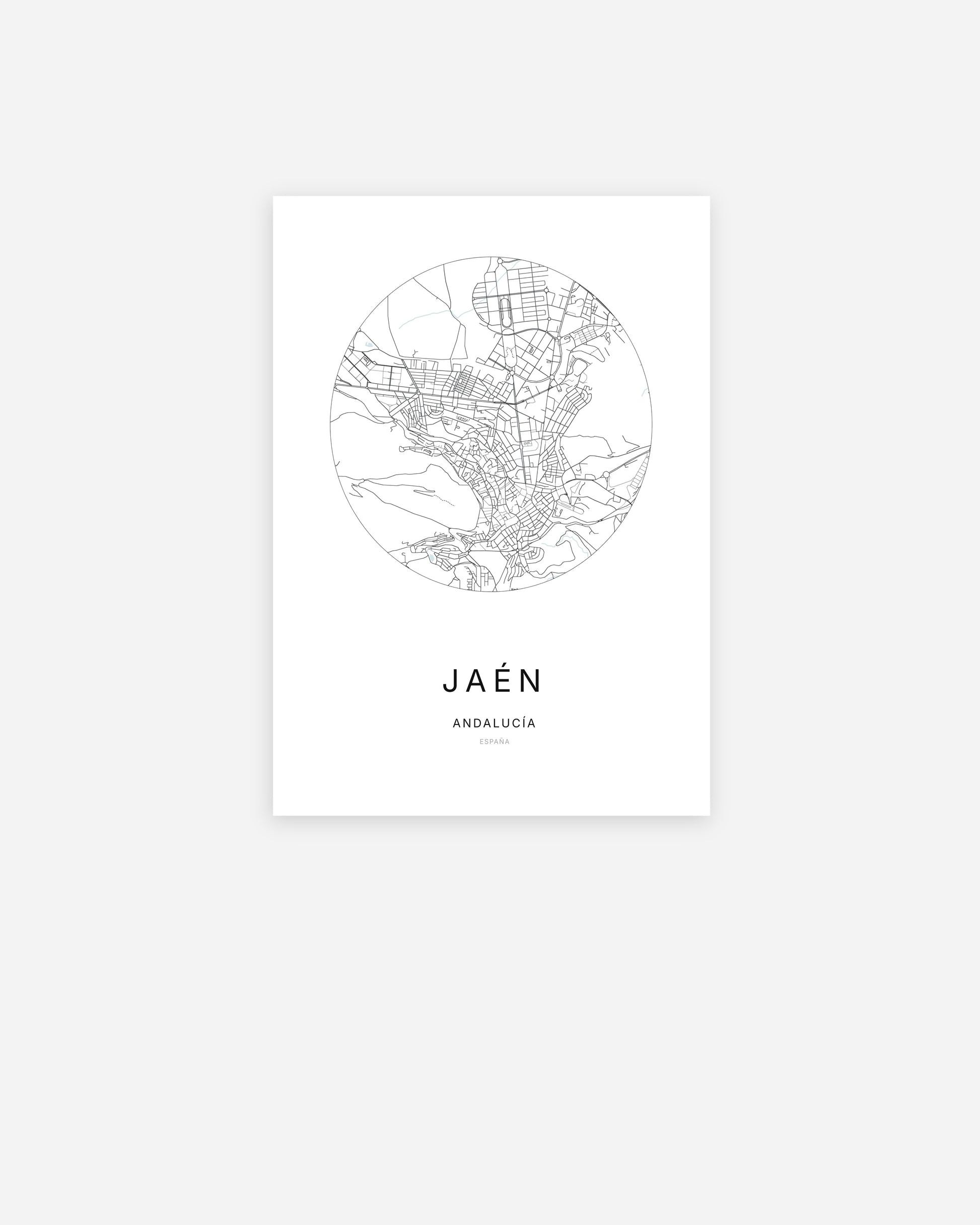 Plan de la ville de Jaén au design minimaliste.