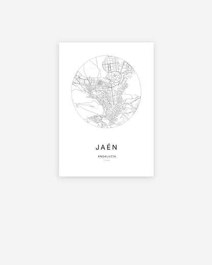Plan de la ville de Jaén au design minimaliste.